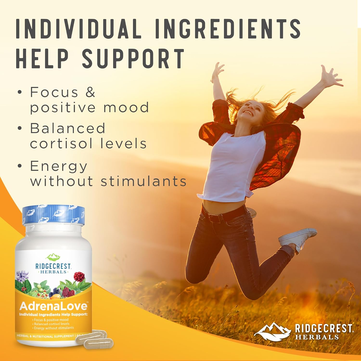 AdrenaLove Adrenal Support Supplement with Adaptogens - 60 Capsules, Stress Relief Formula with Ashwagandha, Ginseng, and B Vitamins - Espot.com.au