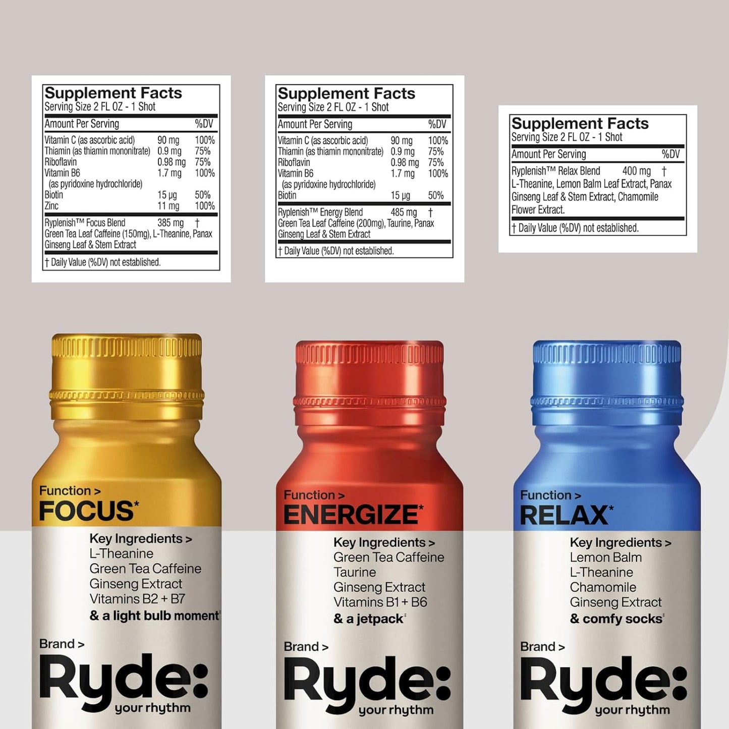 ryde-energy-shots-variety-pack---green-tea-caffeine-taurine-ginseng-b-vitamins-l-theanine-lemon-balm-chamomile---0-calories-0-sugar---6-pack---energize-focus-relax-shots---try-them-all-5