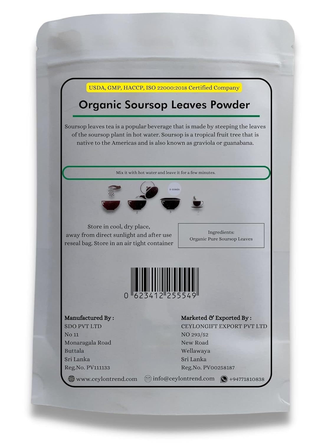 Organic Soursop Leaves Powder for Tea and Cooking | Graviola Leaf Powder from Ceylon Farm | 3.5oz Bag | Infusion Ready - Espot.com.au