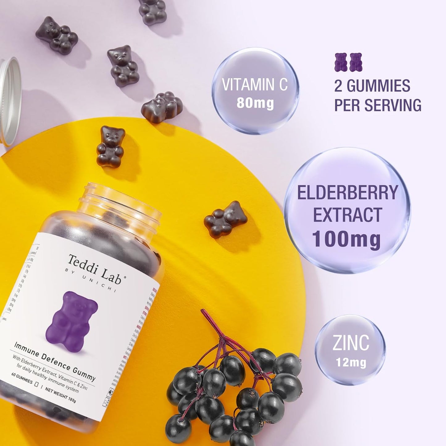 unichi-immune-defence-gummy---elderberry-vitamin-c-zinc---promotes-immune-health-cold-flu-defense---berry-flavor---60-count-4