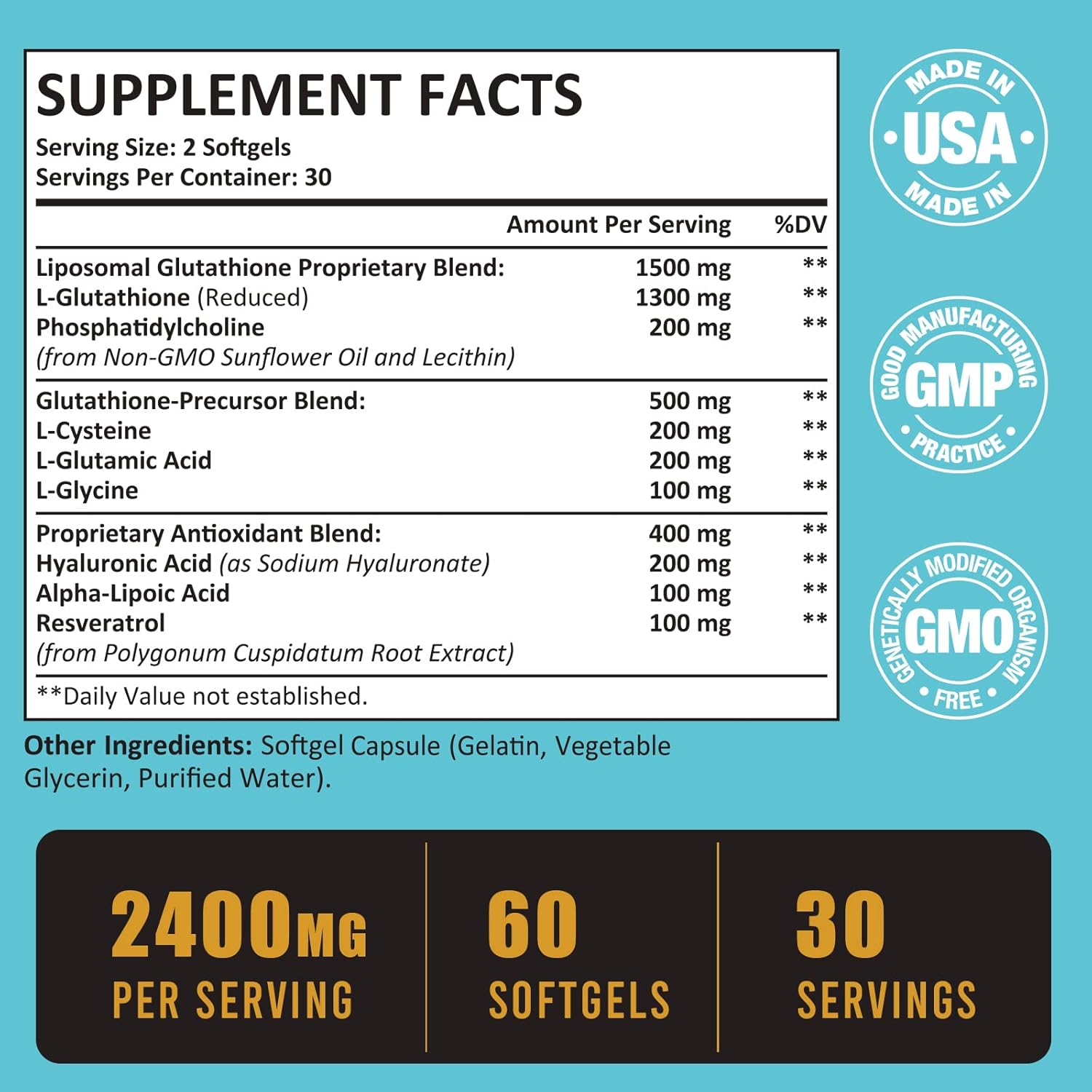 High Strength Liposomal Glutathione Bundle - 2400 MG Capsules & 2000 MG Liquid - Antioxidant, Energy Boost, Immune Support, Anti-Aging Defense - Espot.com.au