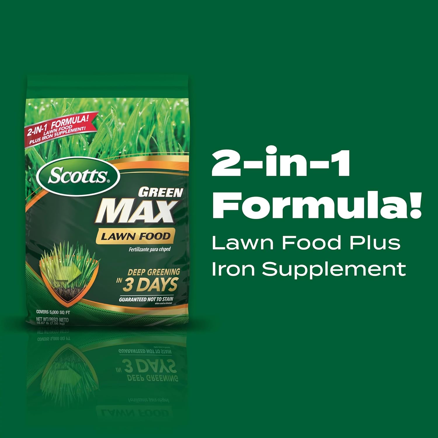 Scotts Green Max Lawn Food with Iron Supplement for Greener Grass - 16.67 lbs, 5,000 sq. ft Coverage - Lawn Fertilizer - Espot.com.au