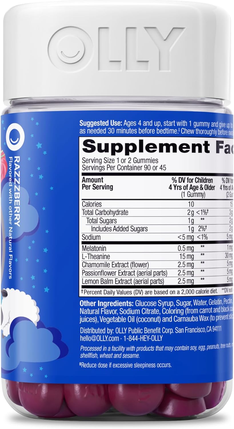 Children's Sleep Support Gummies with Melatonin, L-Theanine, Chamomile, Lemon Balm Extracts - Raspberry Flavor - 90 Count - Espot.com.au