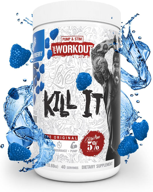 5-nutrition-rich-piana-kill-it-pre-workout-powder---boost-strength-endurance-and-pump-with-creatine-caffeine-beta-alanine-and-hydroprime-glycerol---blue-raspberry-flavor---1369-oz-40-servings-1