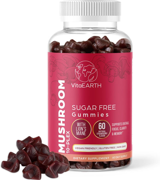 vitaearth-mushroom-gummies-60-count-lions-mane-reishi-cordyceps-shiitake-chaga---2500mg-strawberry-supplement-for-brain-energy-focus-calm-memory-1