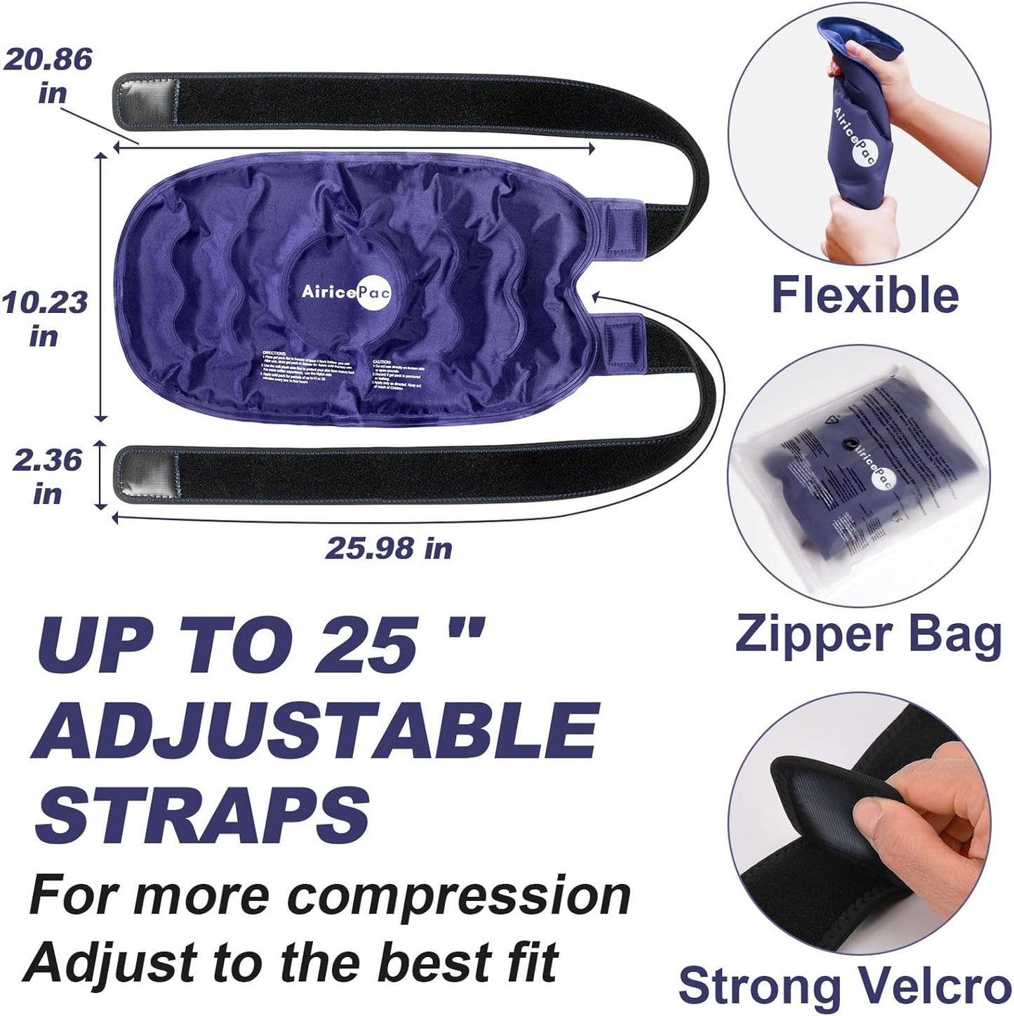Large Reusable Gel Ice Pack Wrap for Knee Surgery & Injuries - Pain Relief & Swelling - Sports Recovery - Blue Color - Espot.com.au
