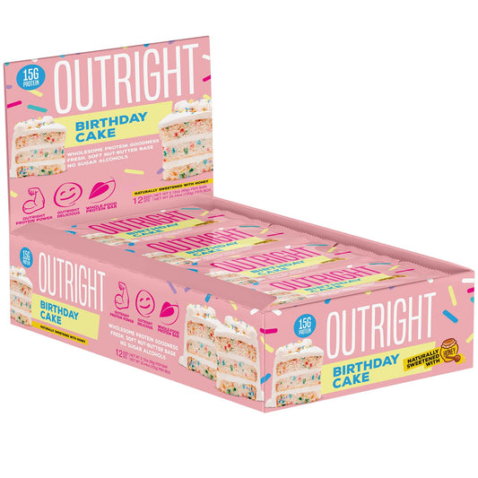 MTS Nutrition Outright Bars - Birthday Cake Peanut Butter Flavor - 12 Count Box - No Artificial Sweeteners - Whole Food Protein Snack - Espot.com.au