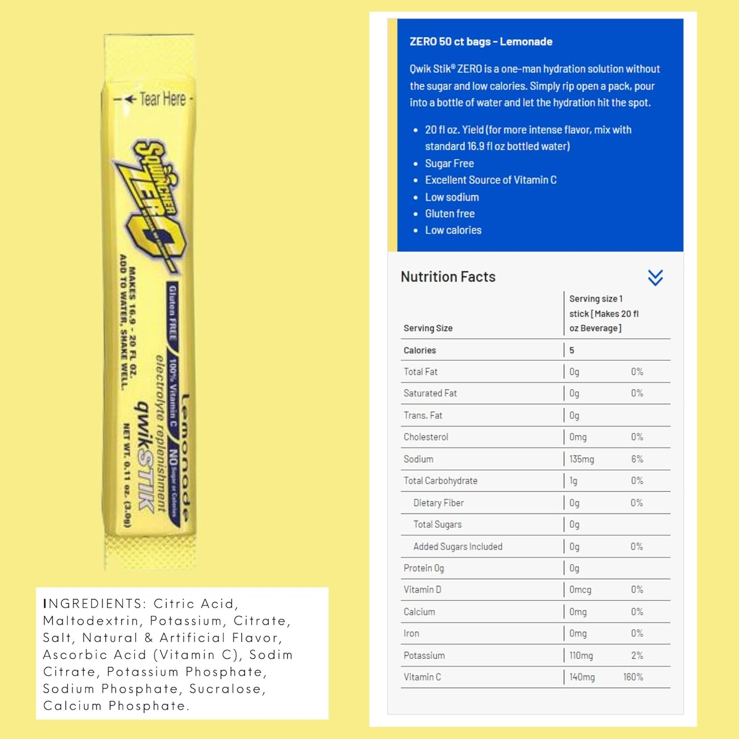 sqwincher-x428-m2600-qwik-stik-lemonade-electrolyte-drink-powder-sticks-11-ounce---pack-of-50-2