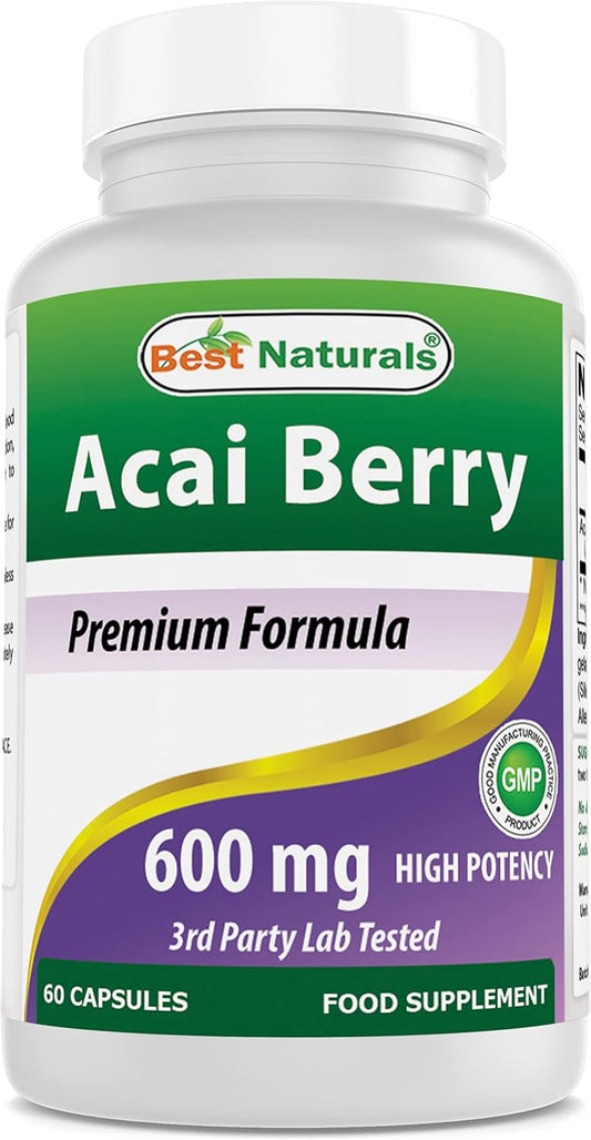 Organic Acai Berry Capsules - 600 mg (60 Count) - Premium Quality Dietary Supplement for Immune Support and Antioxidant Boost - Espot.com.au