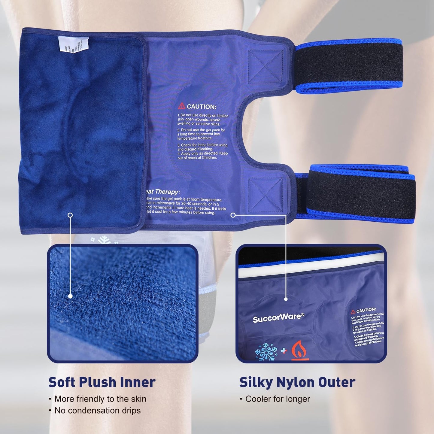 reusable-knee-ice-pack-wrap-for-injuries---hot-cold-gel-bags-for-leg-back-shoulders-arms-elbow---pain-relief-swelling---ideal-for-knee-replacement-surgery---navy-blue-3