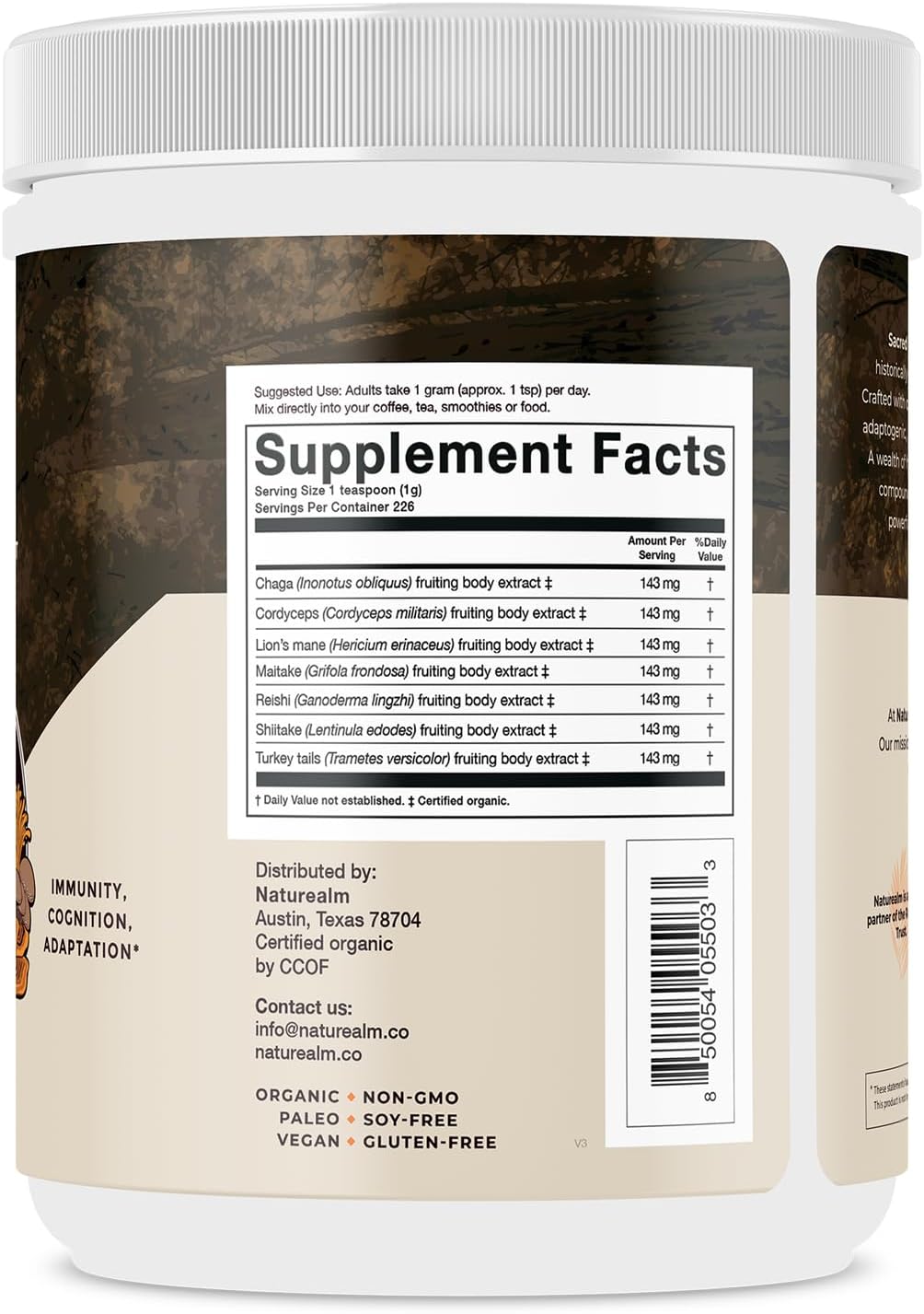 organic-sacred-7-mushroom-powder-supplement-for-immunity-focus---vegan-non-gmo-blend-of-lions-mane-cordyceps-reishi-chaga-maitake-shiitake---7-month-supply-of-fruiting-bodies-2