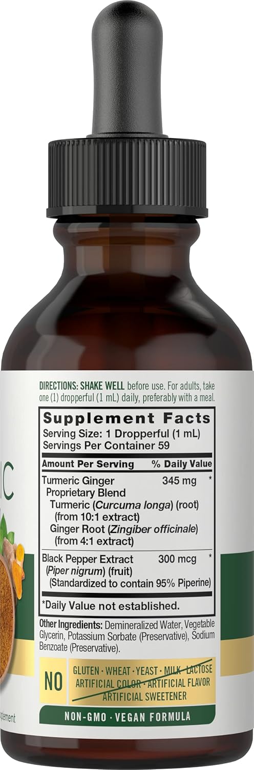 Carlyle Turmeric and Ginger Drops 2 fl oz - Vegan Supplement with Black Pepper, Non-GMO, Gluten Free - Espot.com.au