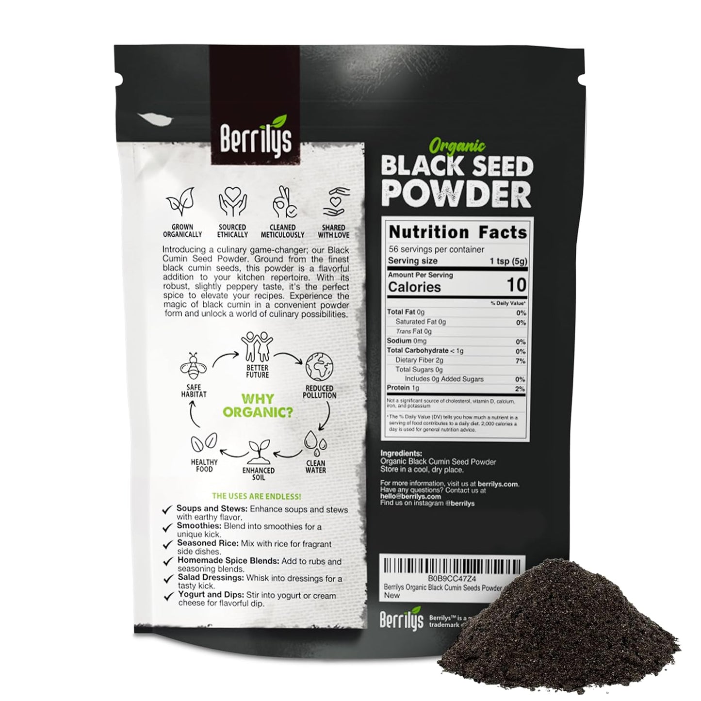 organic-black-seed-powder-nigella-sativa---ground-kalonji-for-baking-cooking-smoothies---nutritious-10-oz-resealable-pack-2