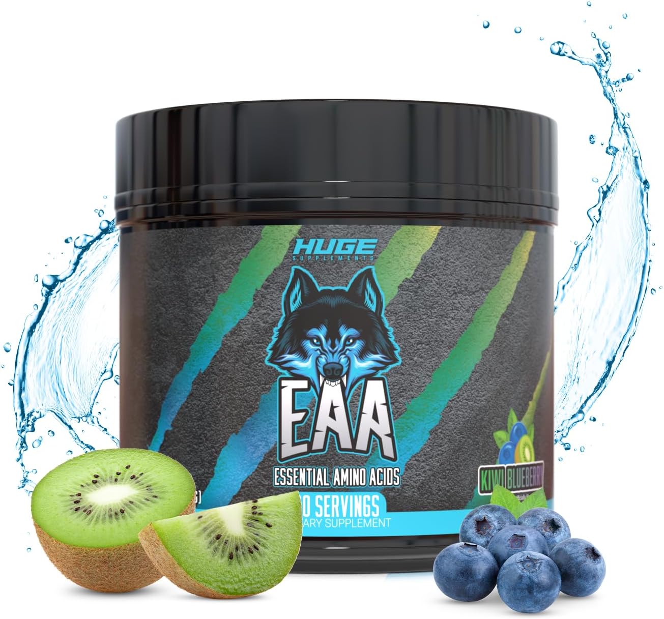 Huge EAA Supplement with 12.85g EAAs & 8g BCAAs Per Serving - Kiwi Blueberry Flavor, 17.73 Oz. - Maximize Muscle Growth & Recovery - Espot.com.au