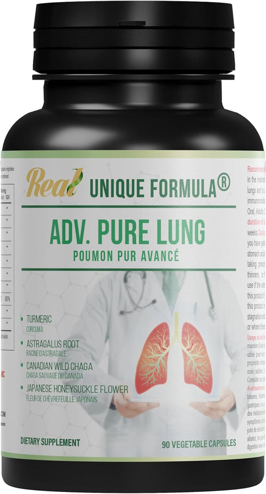 Advanced Lung Support Supplement with Unique Formula - Chaga Mushroom, Turmeric, Honeysuckle Flower, Pomegranate Blend - Promotes Respiratory Health, Detox, Cleanse - 90 Capsules - Espot.com.au