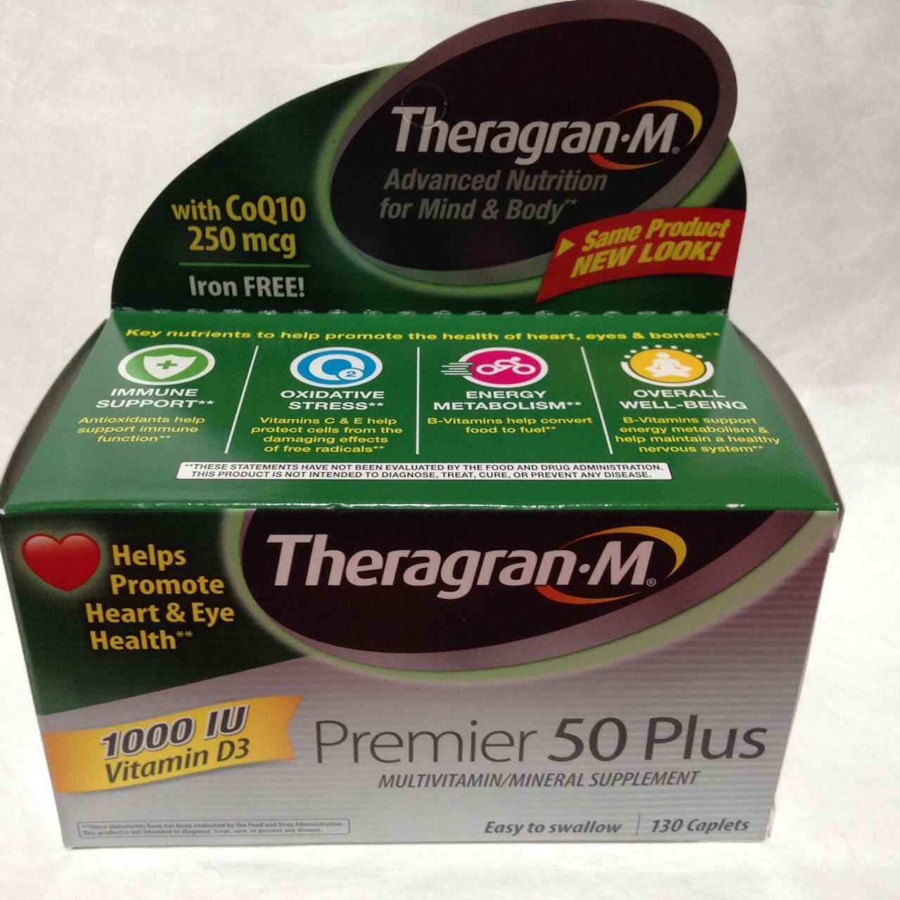 Theragran-M Sytugow Supplement with Lutein & Lycopene, 130 Caplets for Premier 50 Plus Support