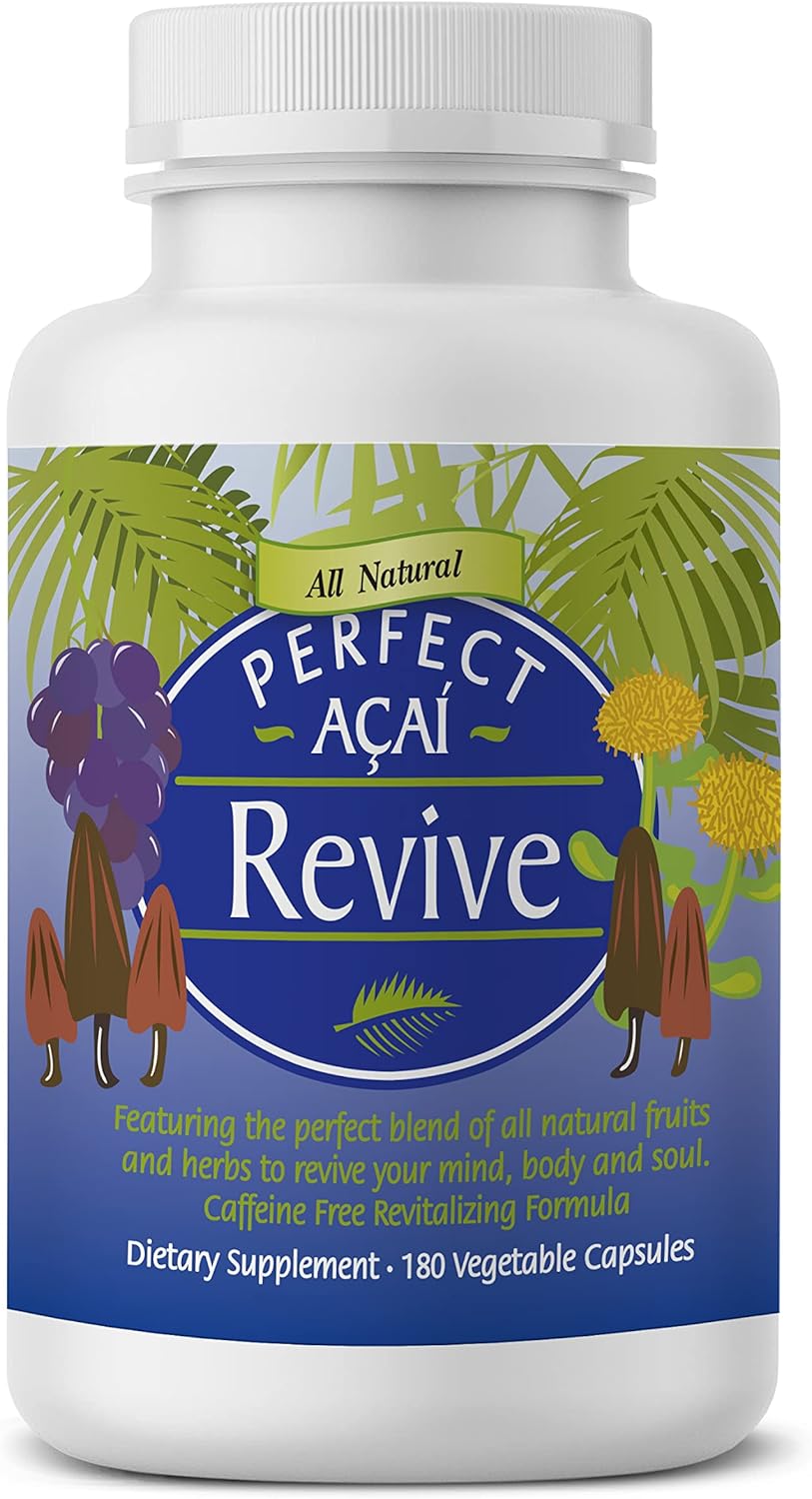 Organic Acai Revive Capsules with Cordyceps, Grape Seed Extract & Rhodiola Rosea - 180 Count - Espot.com.au