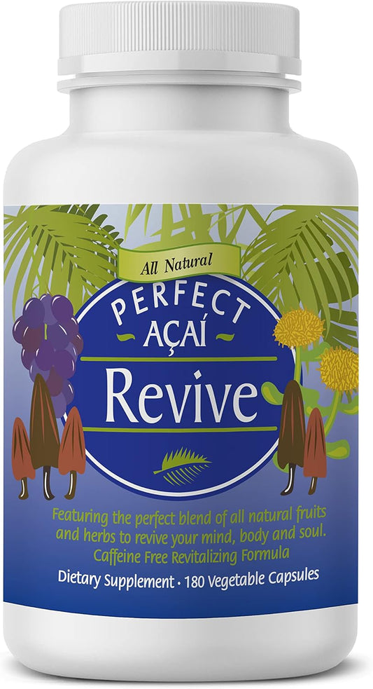Organic Acai Revive Capsules with Cordyceps, Grape Seed Extract & Rhodiola Rosea - 180 Count - Espot.com.au