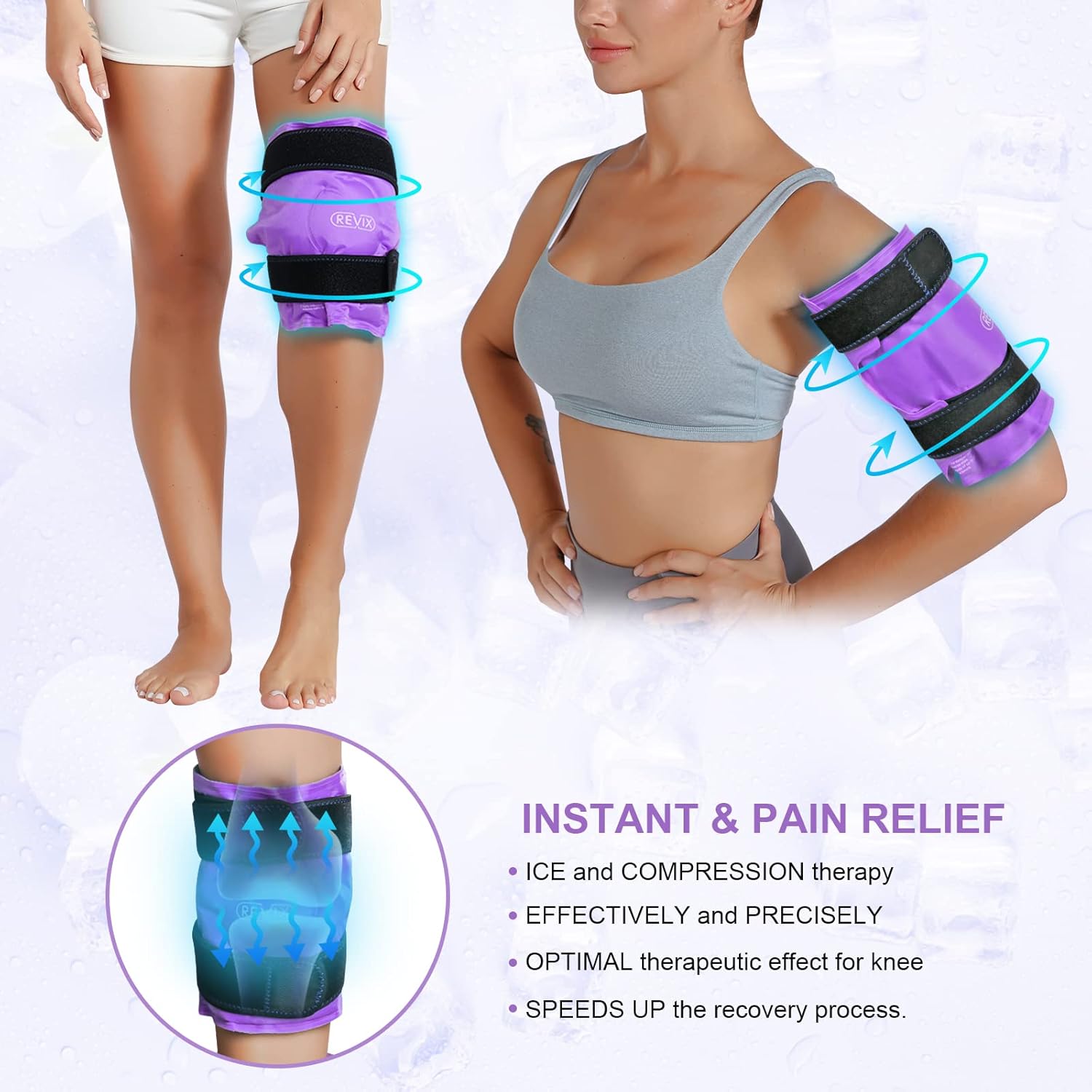 REVIX Reusable Gel Ice Pack for Knee Pain Relief - Ideal for Leg Injuries, Swelling, and Post-Knee Replacement Surgery - Espot.com.au