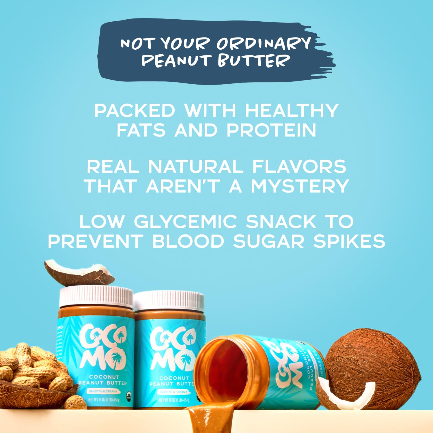 organic-coconut-peanut-butter-spread---vegan-gluten-free-high-protein-16oz-jar---healthy-and-creamy-snack-2