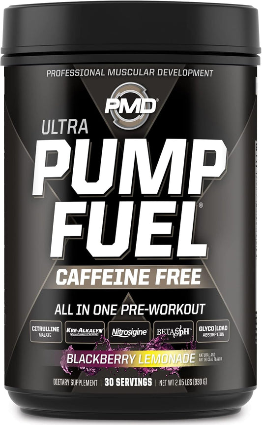 pmd-sports-ultra-pump-fuel-caffeine-free-pre-workout-drink-mix---blackberry-lemonade-flavor---energy-strength-endurance-recovery---complex-carbs-and-amino-energy---30-servings-1