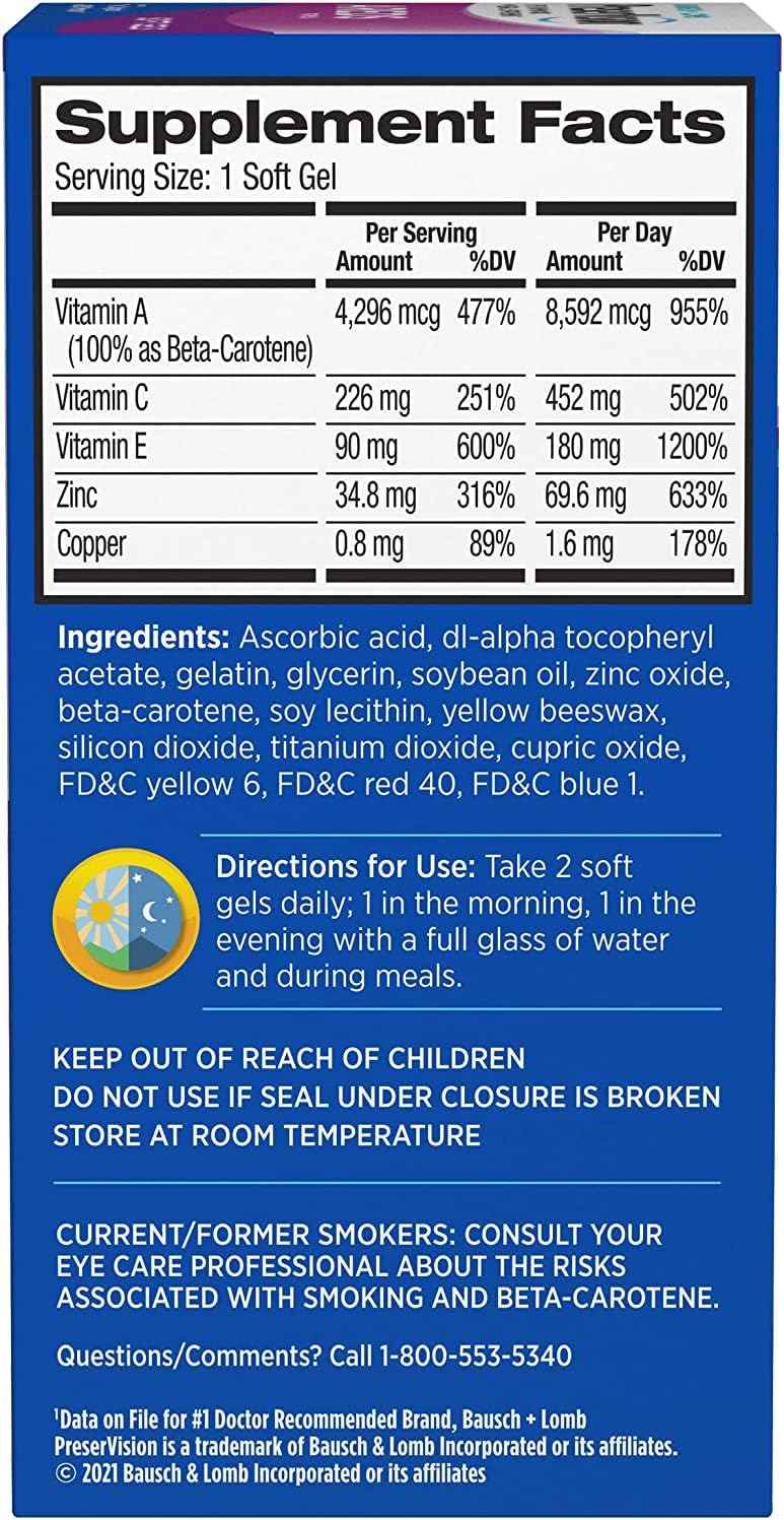 PreserVision Eye Vitamin & Mineral Supplement, 120 Count - Bausch + Lomb - Packaging Varies - Vision Support Formula - Eye Health Support - Daily Eye Care Supplement - 1 Pack