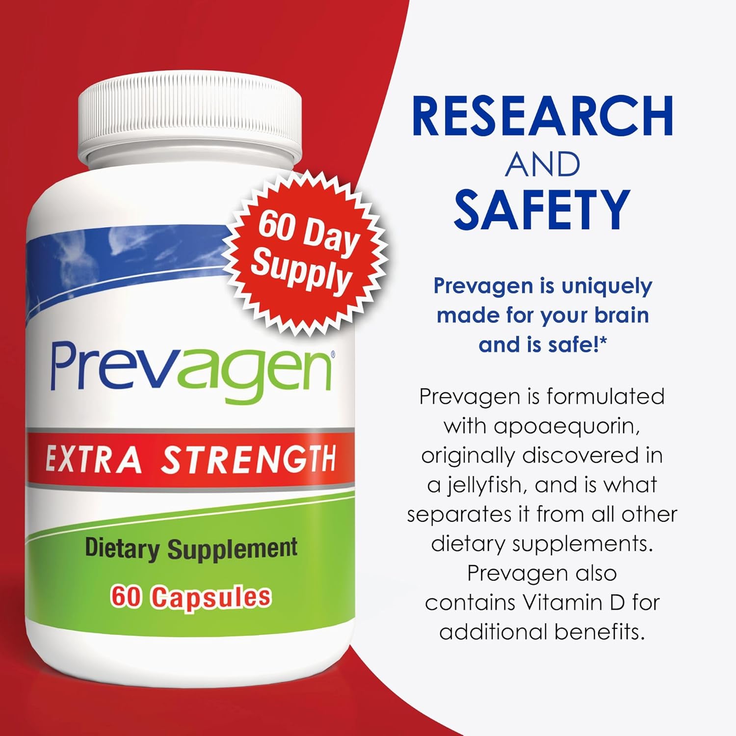 Prevagen Extra Strength 20mg Capsules with Apoaequorin & Vitamin D in Stackable Storage Box - 60 Count - Espot.com.au
