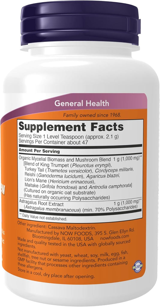NOW Mushroom Immune Renew with Astragalus Root Extract, 3.5-Ounce - Immune System Support Supplement Pack of 2 - Espot.com.au