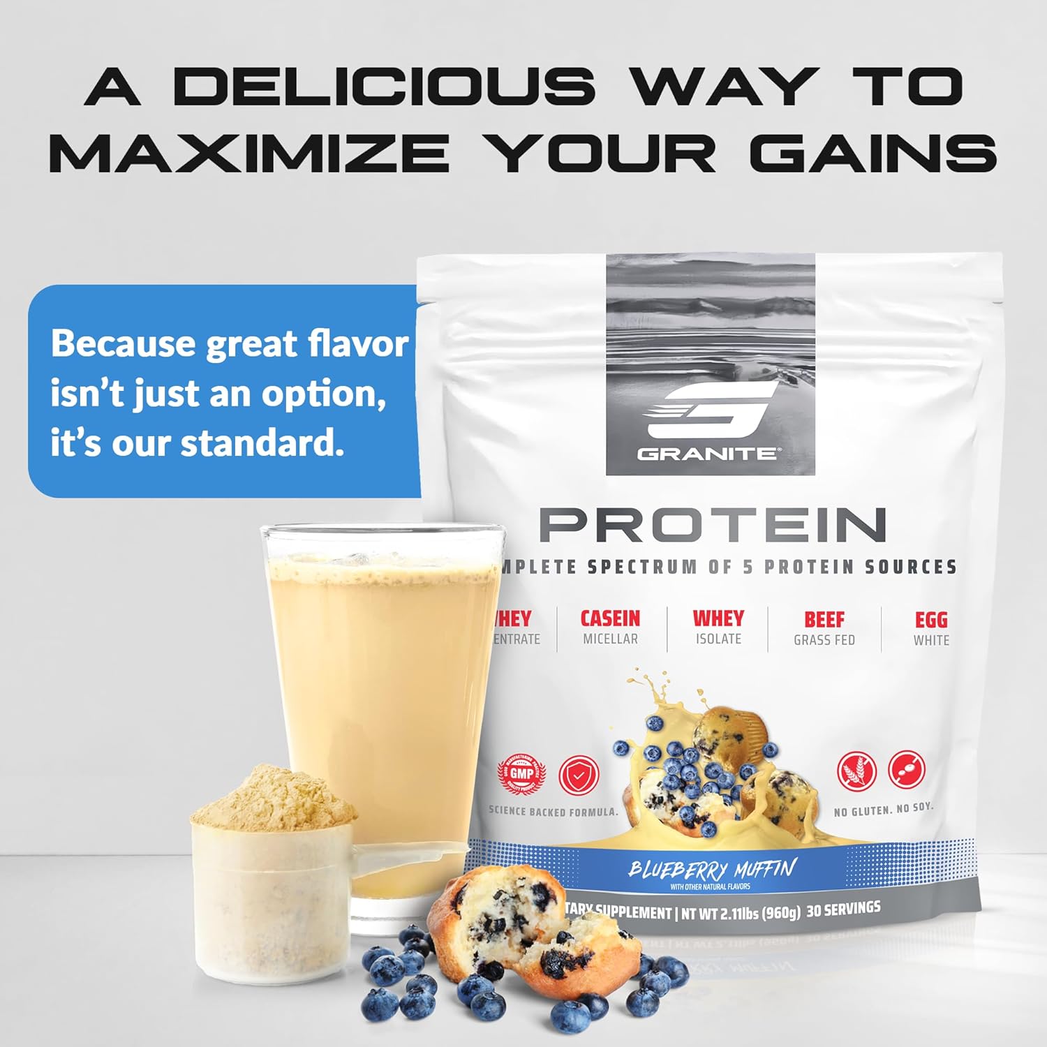 granite-protein-powder---blueberry-muffin-flavor-with-whey-isolate-concentrate---casein-blend-for-muscle-building-workout-recovery---23g-protein-from-5-sources---30-servings-7