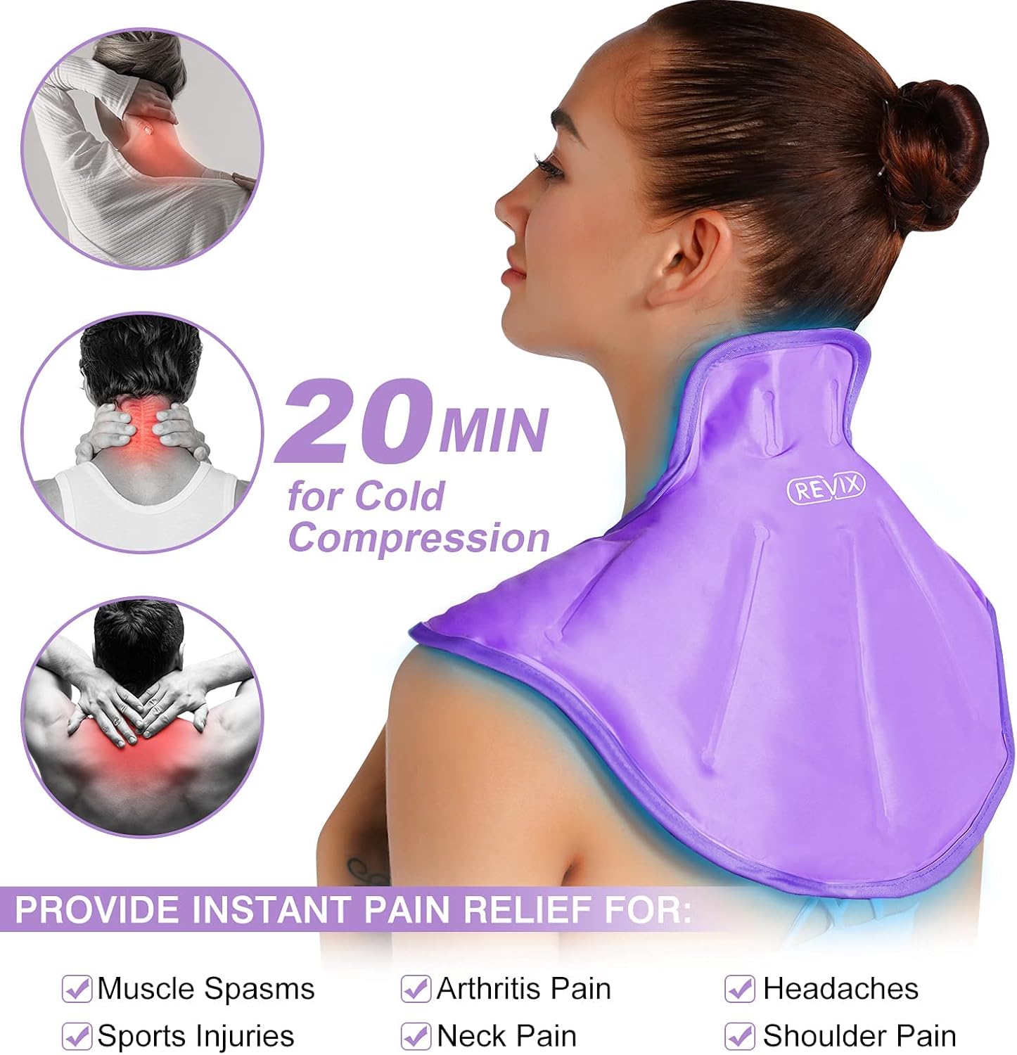 Large Reusable Knee Ice Pack and Shoulder Wrap for Pain Relief - REVIX Upper Back and Neck Injury Ice Pack - Espot.com.au