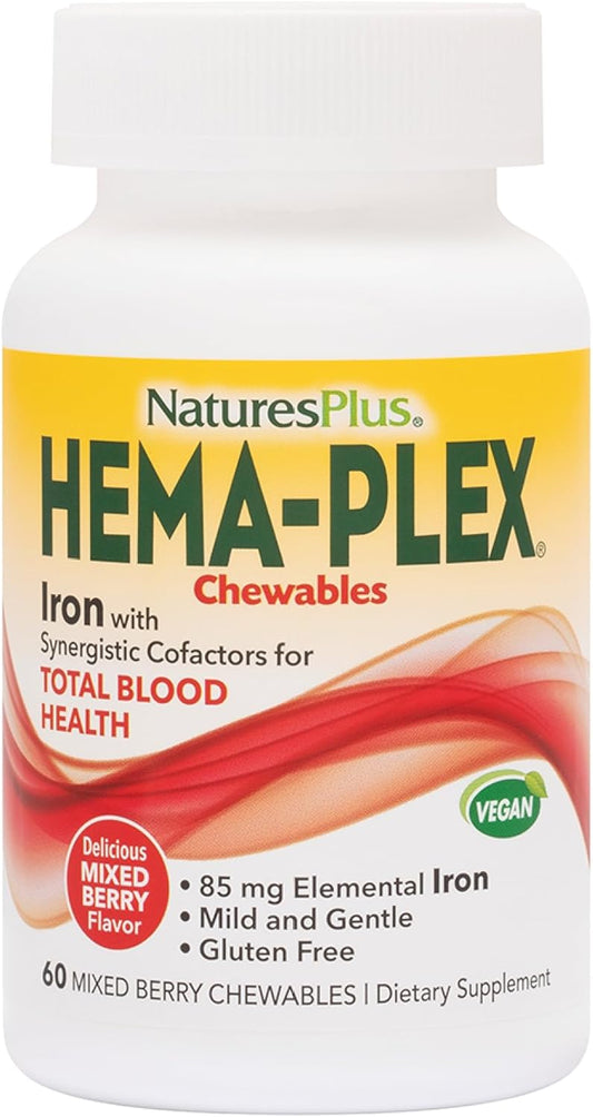 natures-plus-hema-plex-iron-chewables---mixed-berry-flavor---60-count---85mg-elemental-iron---supports-total-blood-health---vegan-gluten-free---with-vitamin-c-bioflavonoids-1