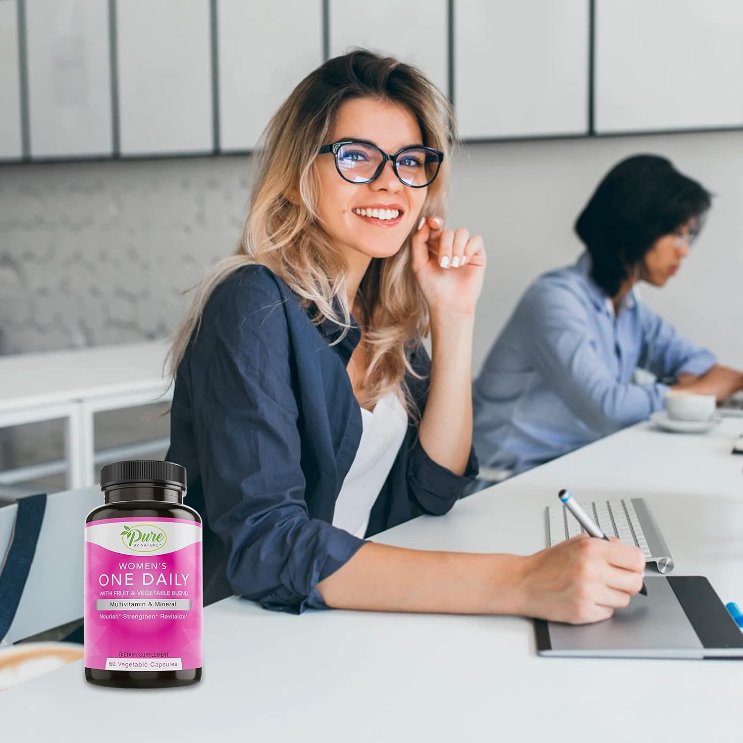 Pure By Nature Women's One-Daily Multivitamin - Immune Support, Non-GMO, Energy Boost - 60 Veggie Capsules - Espot.com.au