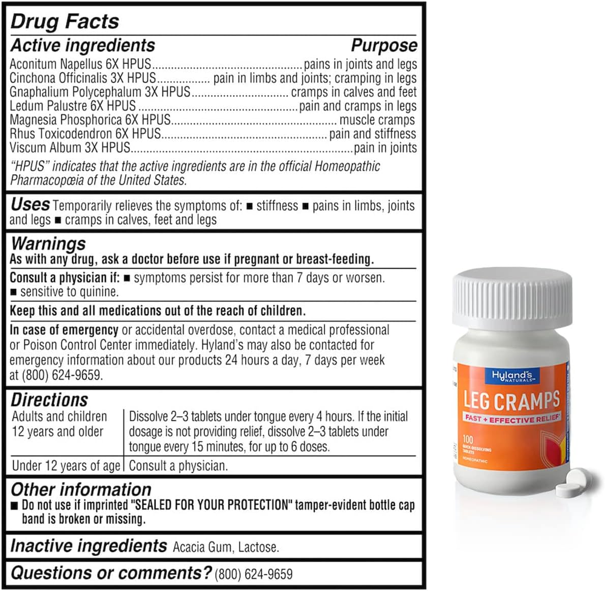 Hyland's Leg Cramps Tablets - Pack of 100 (2 Pack) - Espot.com.au