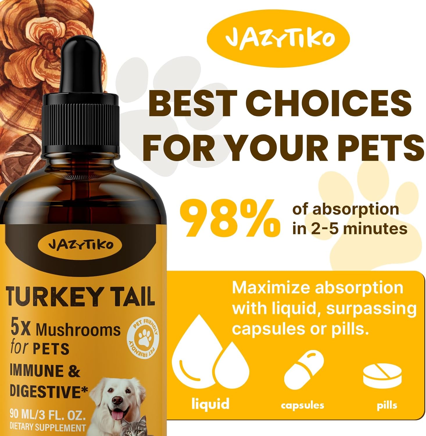 900ml-jazytiko-turkey-tail-mushroom-pet-drop-with-turmeric-probiotic---immune-digestive-support-joint-health-energy-boost---vet-formulated-5x-mushroom-blend-faster-absorption-8