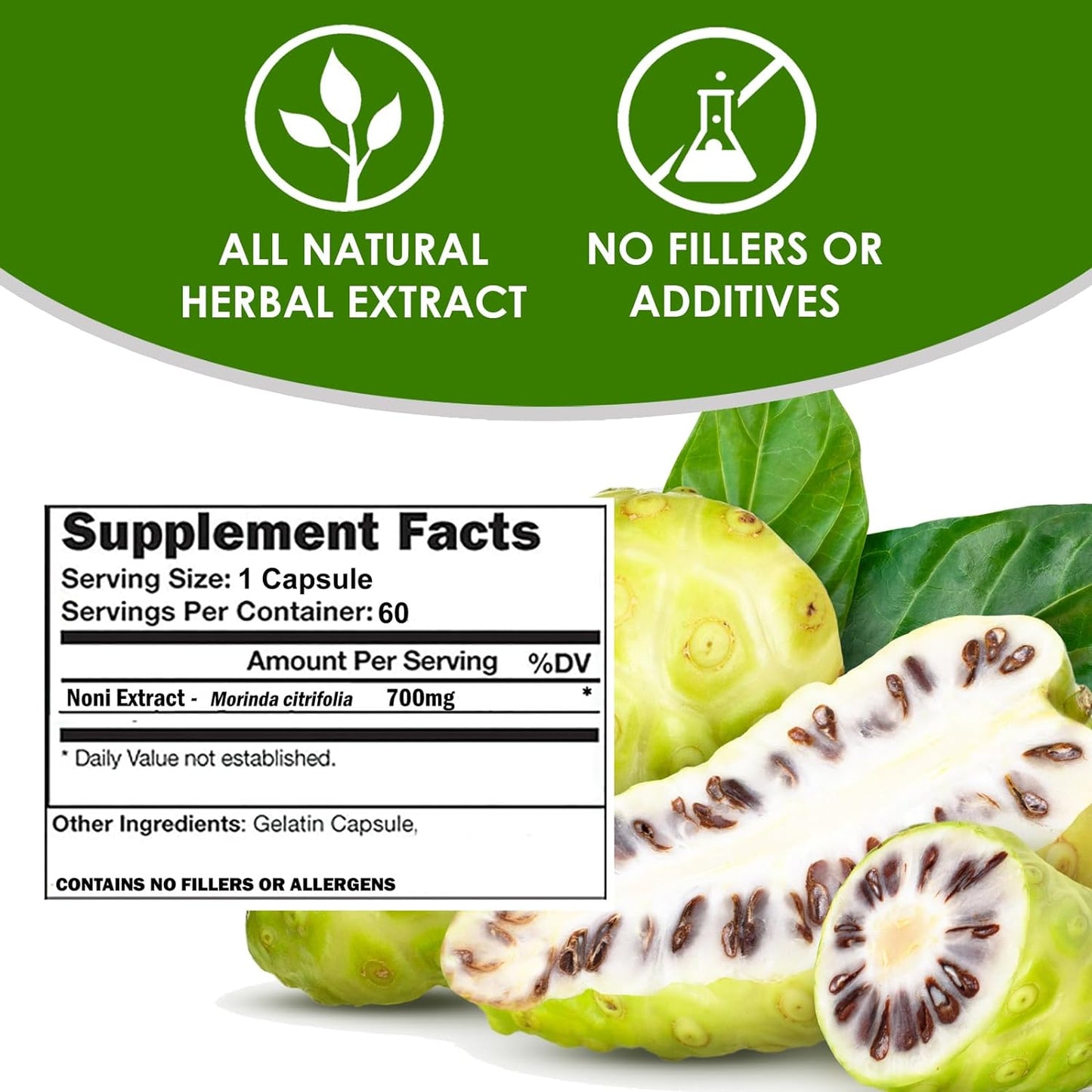 700mg Noni Capsules for Immune Health & Vitality | Antioxidant Supplement with Morinda citrifolia Extract | Boost Energy & Well-Being | 60 Pills - Espot.com.au