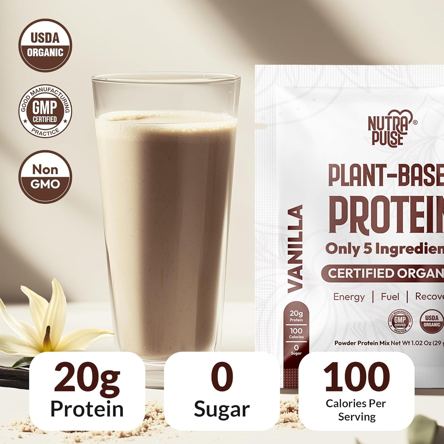 organic-vegan-protein-powder-sample-pack---plant-based-gluten-free-non-gmo-20g-protein-per-serving-ideal-for-smoothies-shakes---vanilla-flavor-pack-of-16-3