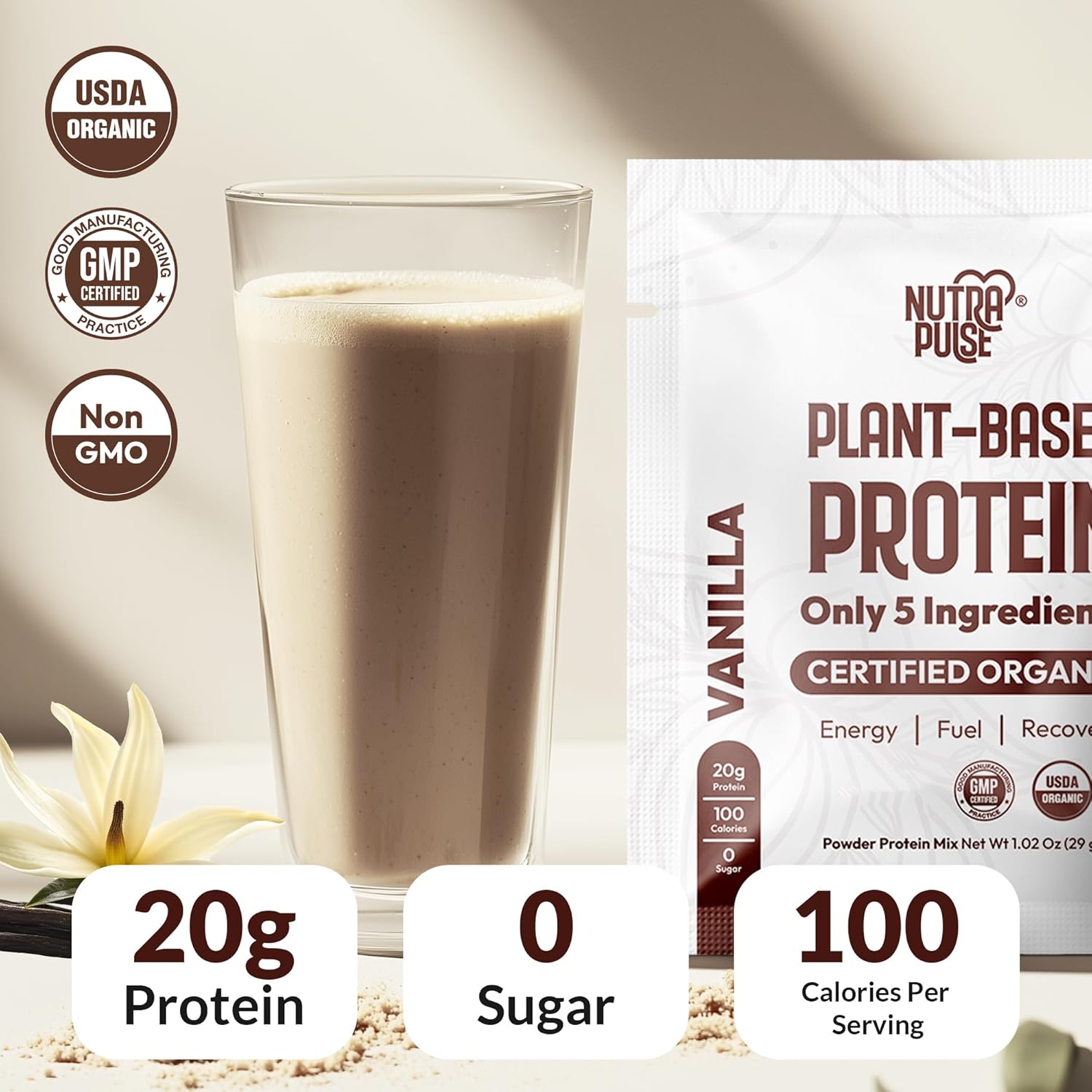 organic-vegan-protein-powder-sample-pack---plant-based-gluten-free-non-gmo-20g-protein-per-serving-ideal-for-smoothies-shakes---vanilla-flavor-pack-of-16-3