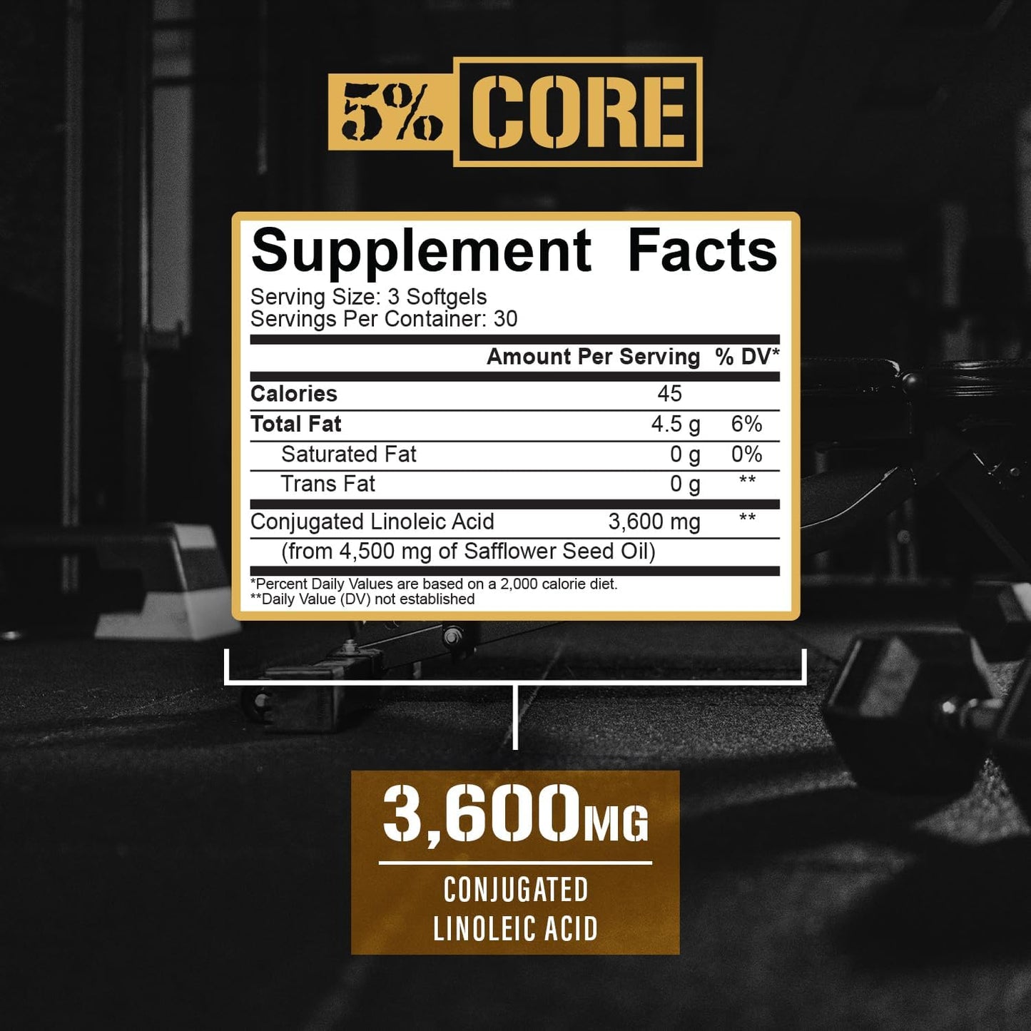 core-cla-supplement---5-nutrition-for-weight-loss-metabolism-muscle-preservation-3600mg-conjugated-linoleic-acid-from-safflower-oil---30-servings-3