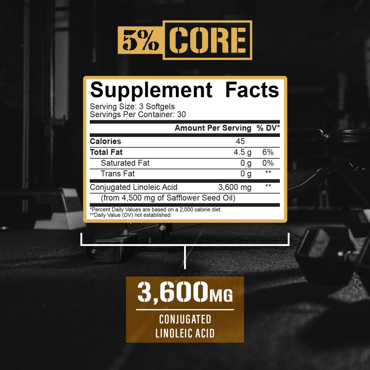 core-cla-supplement---5-nutrition-for-weight-loss-metabolism-muscle-preservation-3600mg-conjugated-linoleic-acid-from-safflower-oil---30-servings-3