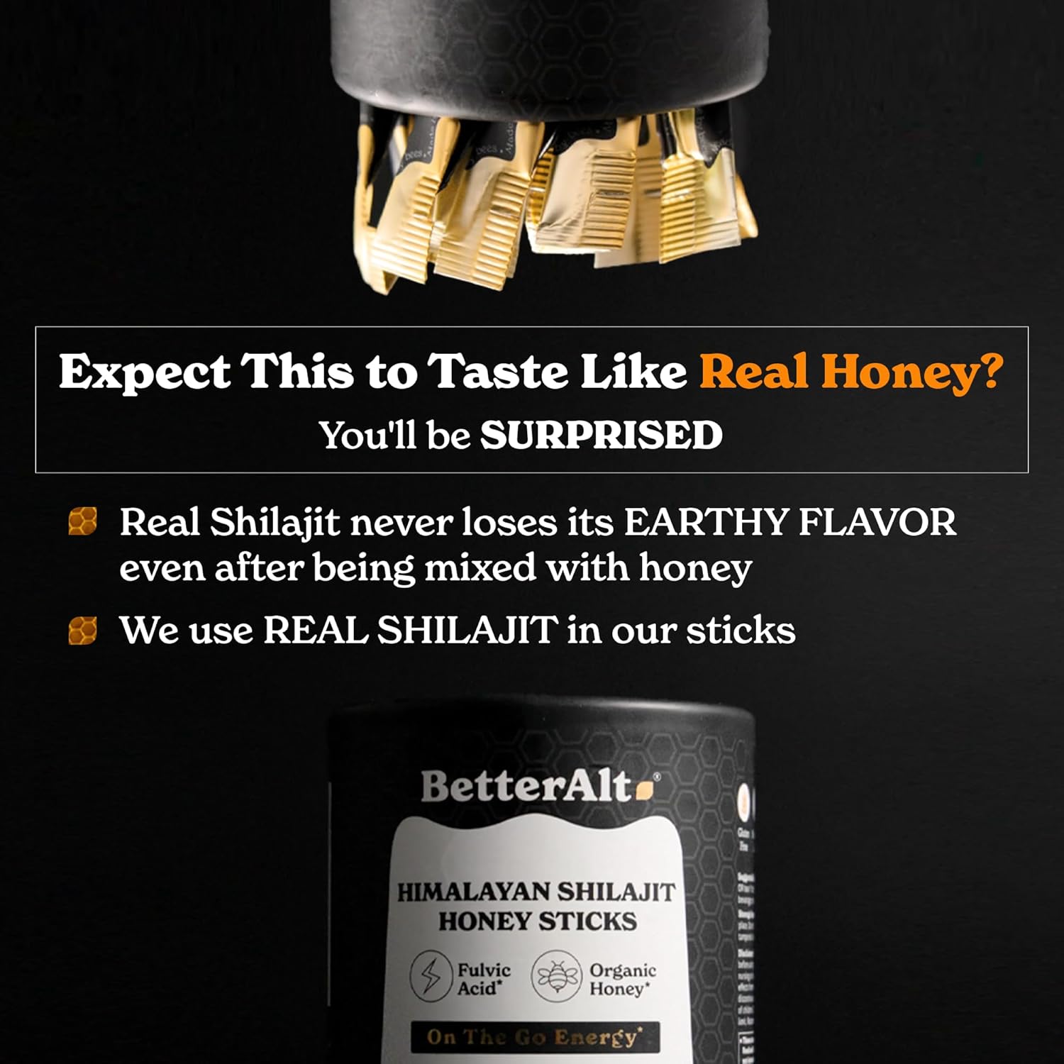 Organic Honey & Saffron Infused Himalayan Shilajit Sticks - Easy Consumption, Energy Boost, Immune Support - 30 Sticks, 85+ Trace Minerals, 75%+ Fulvic Acid - Espot.com.au