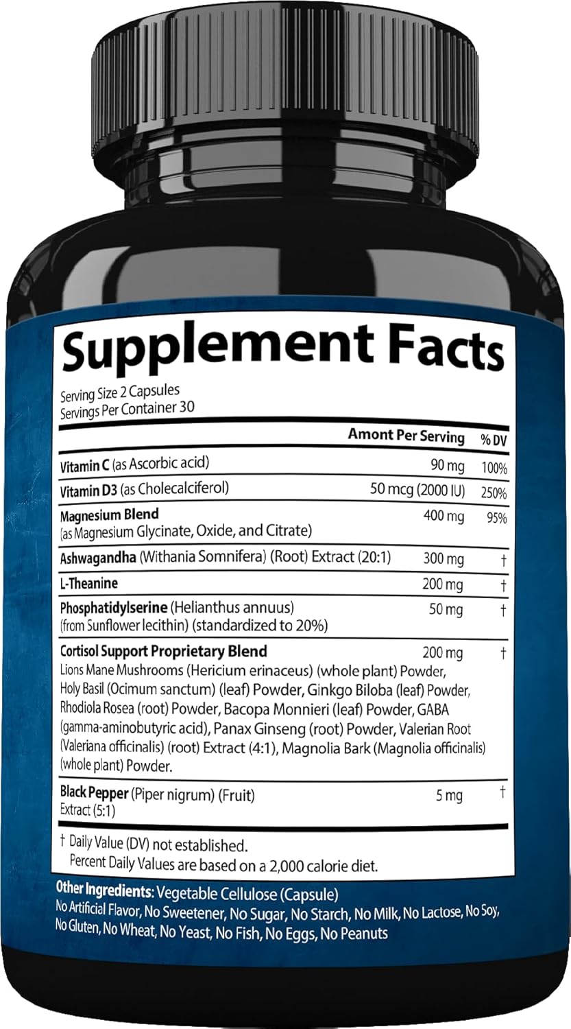 Women's Cortisol Support Supplement with Magnesium, Ashwagandha & L-Theanine - Reduce, Manage, Detox & Control Cortisol Levels for Calm, Clarity, Relaxation, and Focus - Espot.com.au