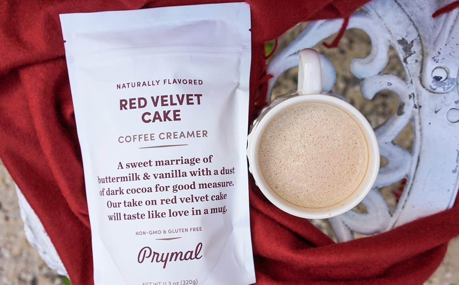 PRYMAL Red Velvet Cake Coffee Creamer - Non Dairy, Sugar Free, Keto-friendly Powder with MCT - 11.3oz Bag - Espot.com.au