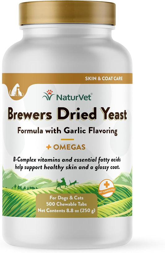 brewers-dried-yeast-pet-supplement-with-garlic-flavor---500-ct---b-complex-vitamins-omega-fatty-acids---supports-healthy-skin-coat-for-dogs-cats-1