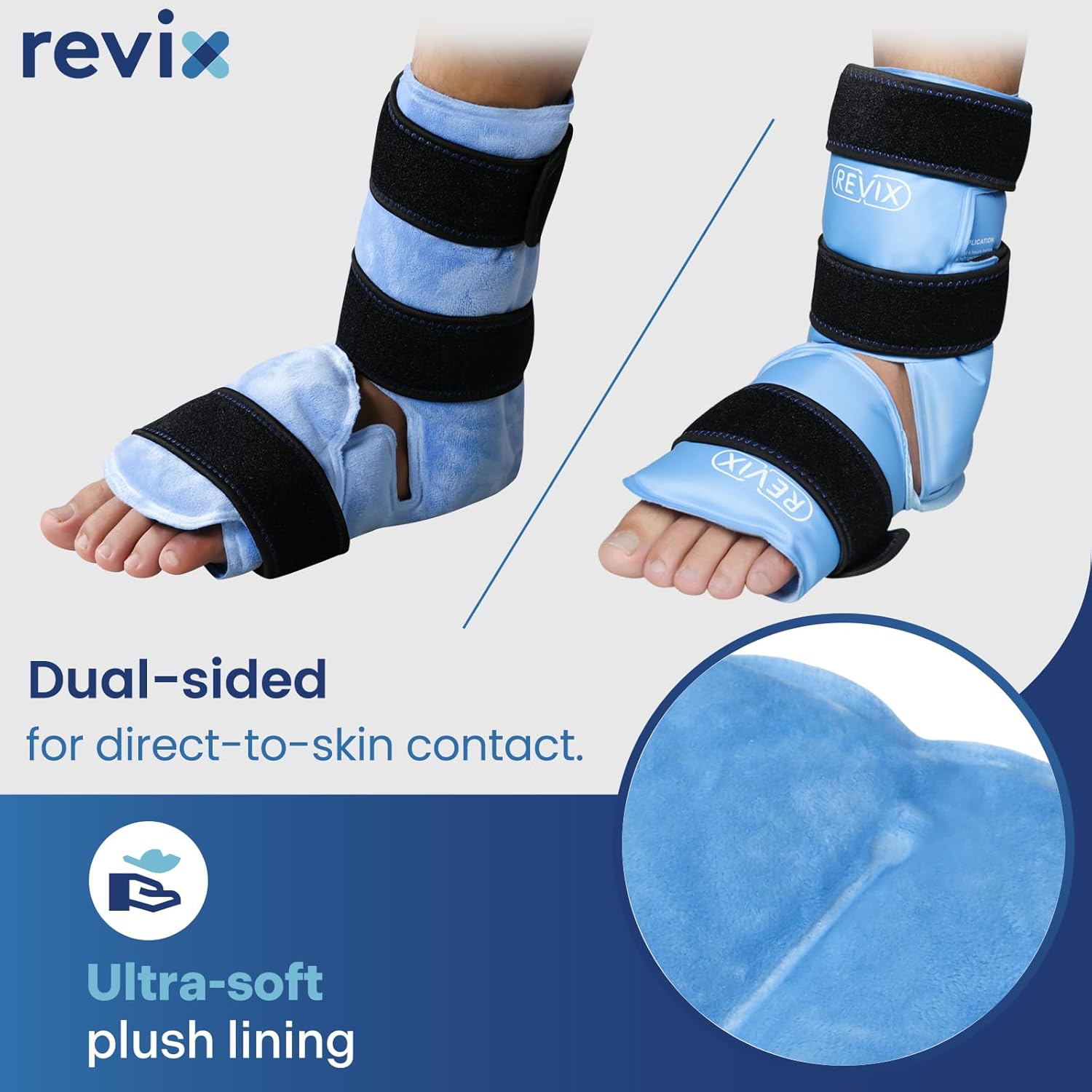 REVIX Ankle Ice Pack Wrap for Foot Pain Relief - Reusable Gel Cold Packs for Achilles Tendonitis, Plantar Fasciitis, Sprained Ankles and Heels - Feet Injuries Support - Espot.com.au