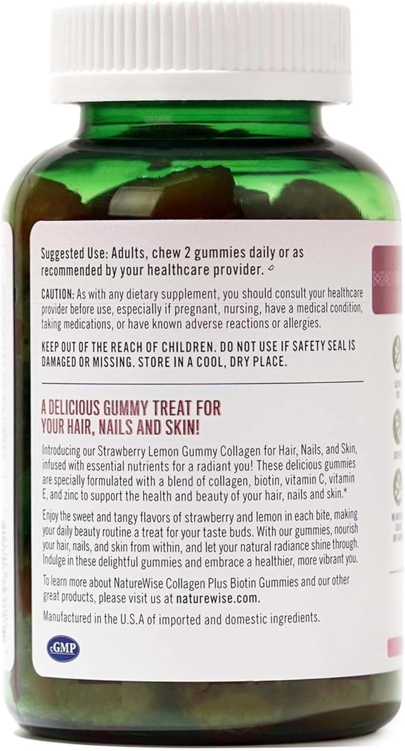strawberry-lemon-collagen-gummies-for-women---type-1-3-peptides-with-biotin-vitamin-c-e-zinc---hair-skin-nails-joint-support---90-count-7