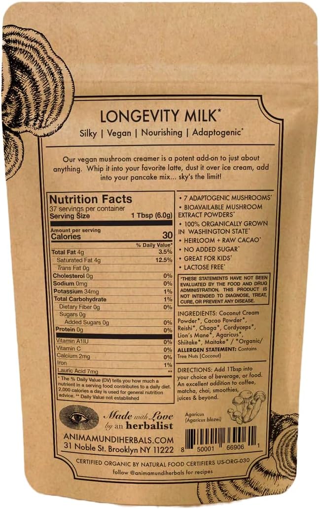 organic-mushroom-mocha-milk-creamer---vegan-powder-with-7-mushrooms-cacao-coconut---dairy-free-for-coffee-tea---8oz-2