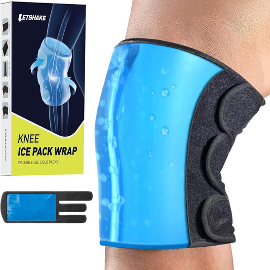 Reusable Gel Ice Pack Wrap for Knee Injuries - Ideal for Knee Replacement Surgery, Arthritis, Swelling, Meniscus Tear and ACL - Soft Cold Packs for Knee, Elbow, Ankle, Wrist - LETSHAKE - Espot.com.au