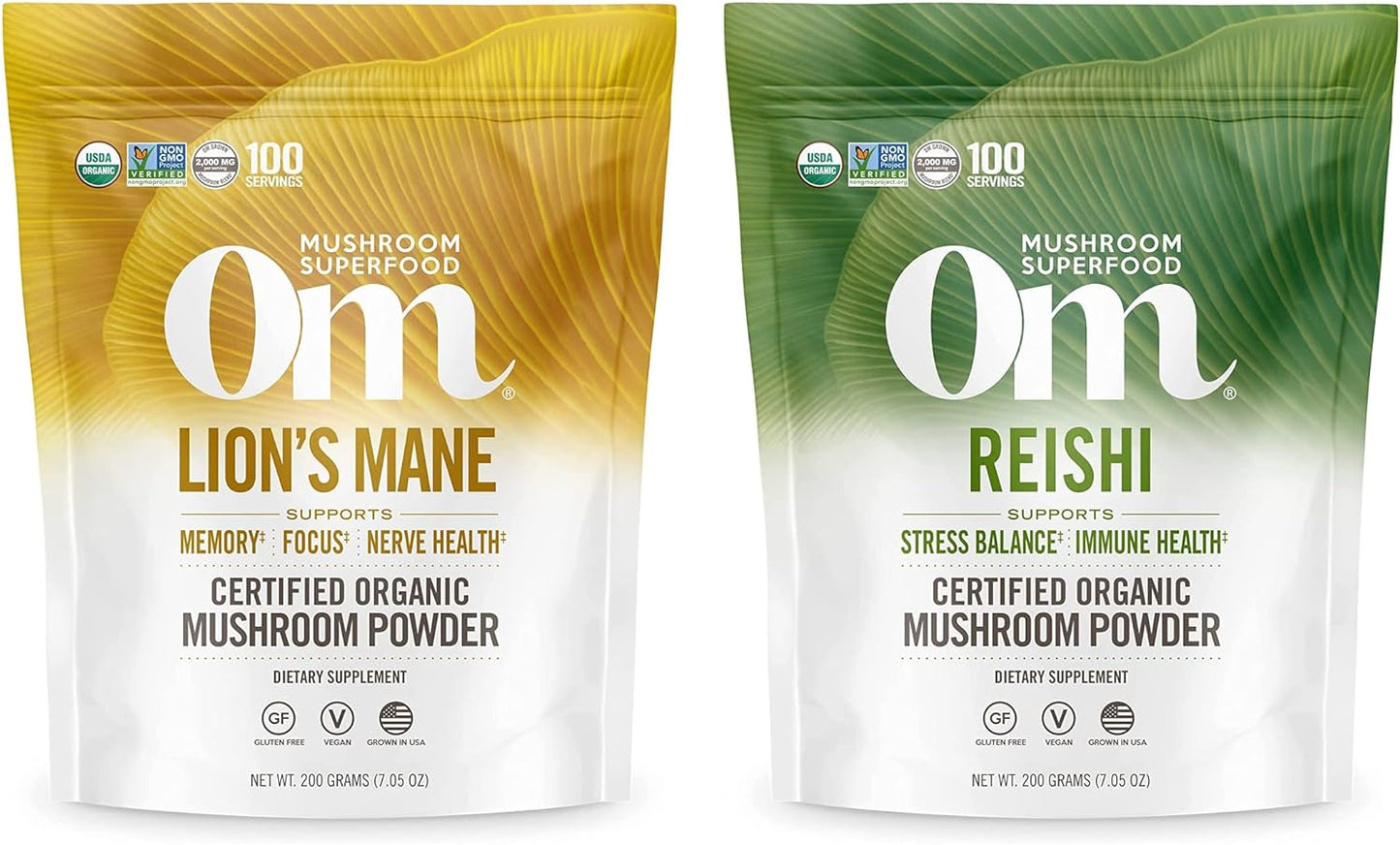 Organic Lion's Mane & Reishi Mushroom Powder Bundle - 7.05oz, 200 Servings - Espot.com.au