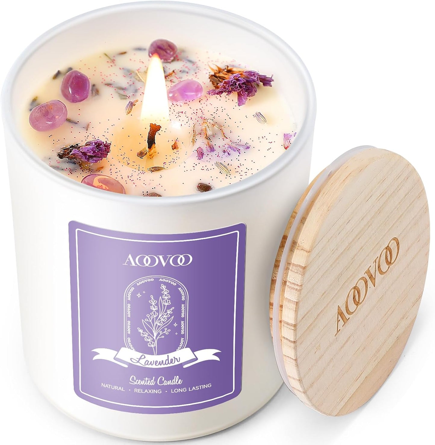 Lavender Scented Crystal Aromatherapy Candle for Women - 10oz Soy Wax Home Scented Candle, Birthday Gift for Mom - Espot.com.au