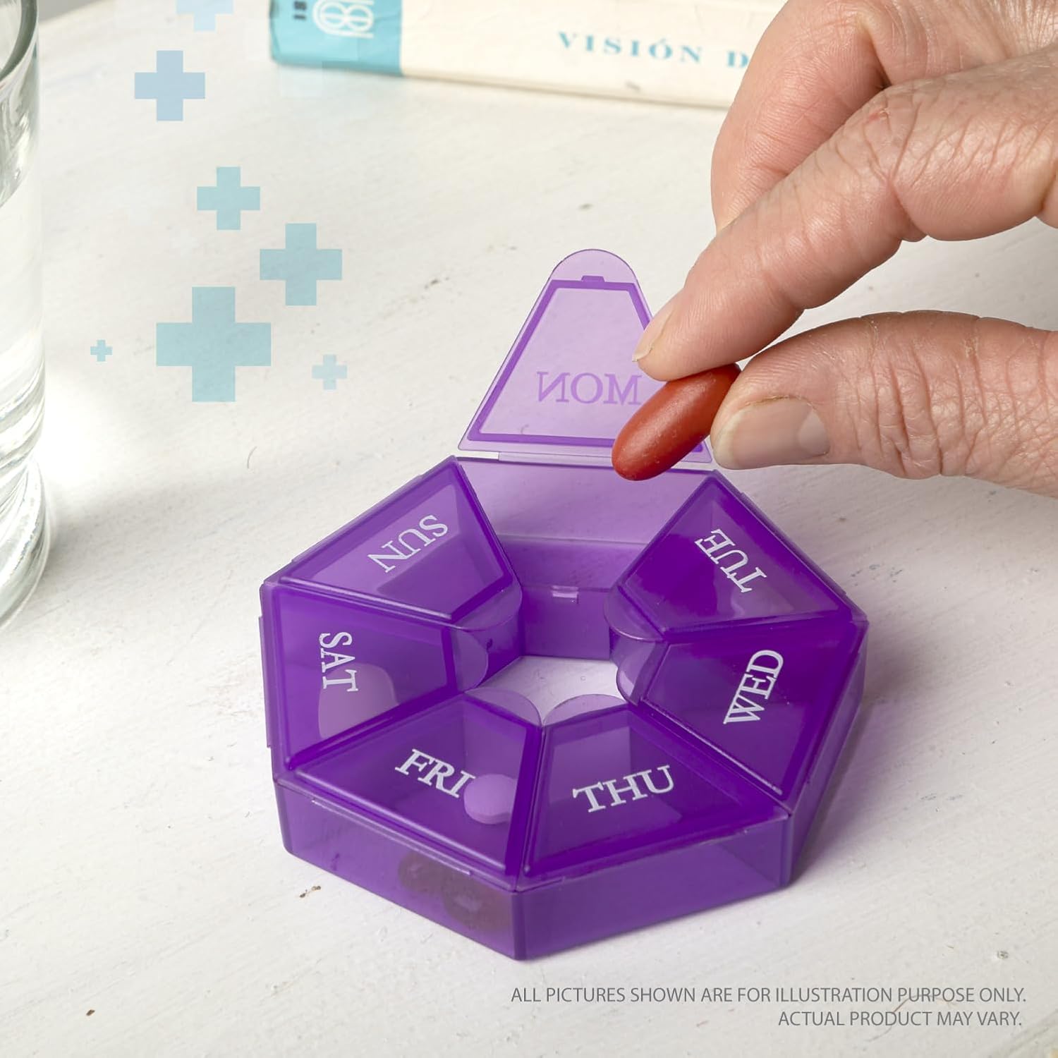 compact-round-weekly-pill-organizer-for-travel---mini-pill-dispenser-with-7-days-portable-vitamin-container-in-purple---deke-home-3